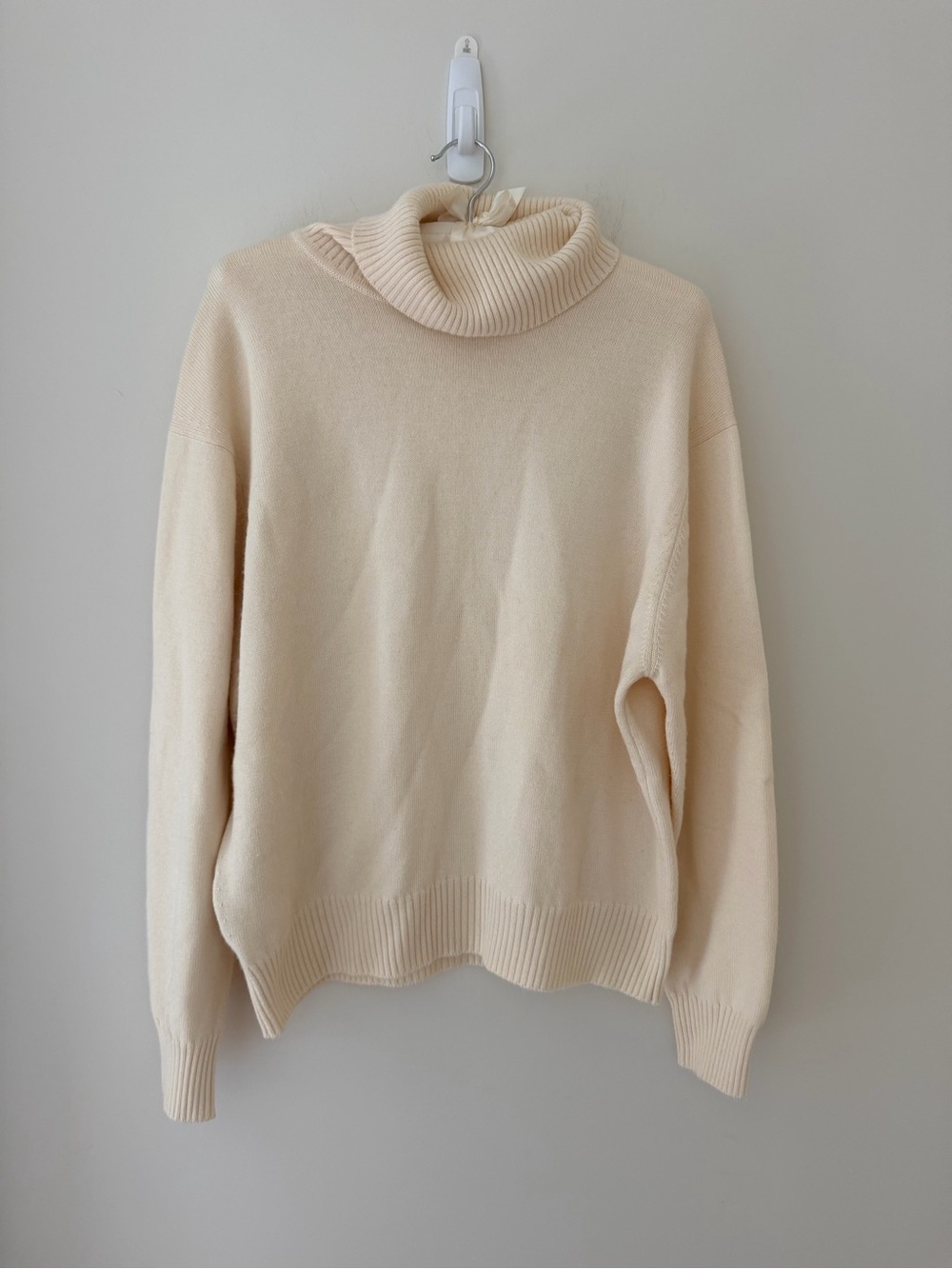 Vintage Rodier Monsieur France Cream Wool High Turtleneck Sweater Classic 46 -14